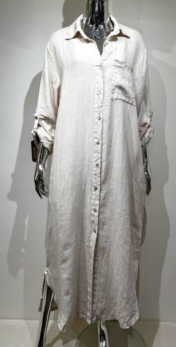 Vestido largo lino y crochet