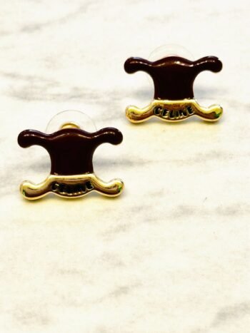 Aretes inspiración marrón oscuro y dorado