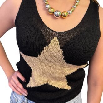 mar_00009 Blusa Negra con Estrella Dorada