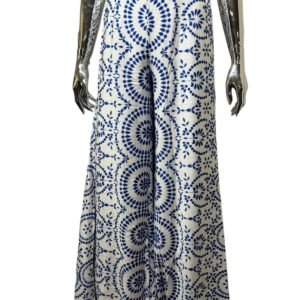 mar_00018 Pantalón fluido ligero estampado - Azul