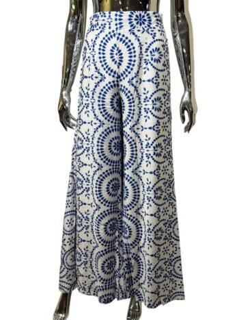 mar_00018 Pantalón fluido ligero estampado - Azul