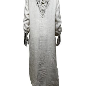 Vestido largo lino y crochet