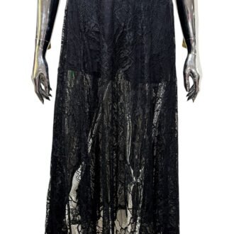 mar_00023 Falda Negra de Encaje con Forro Semi-transparente