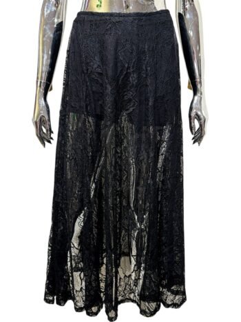 mar_00023 Falda Negra de Encaje con Forro Semi-transparente