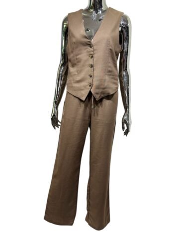 mar_00032 Set chaleco pantalón Café